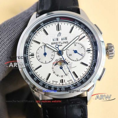 GF Factory Breitling Premier White Dial Swiss Automatic Mechanical Leather Strap Watch Replica 